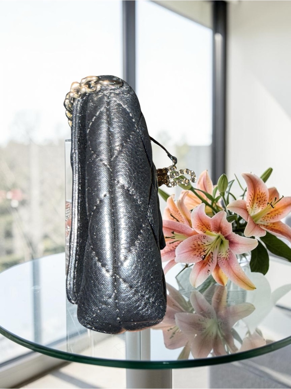 Kate Spade Quilted Black Leather Crossbody Bag with Metal Chain - Picture 6 of 9
